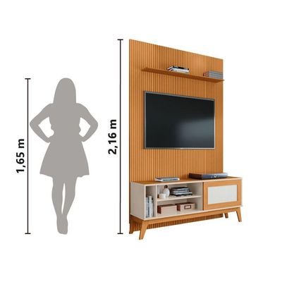 Rack Bancada Caribe Com Painel Para Tv Até 55" Egeo Cedro
