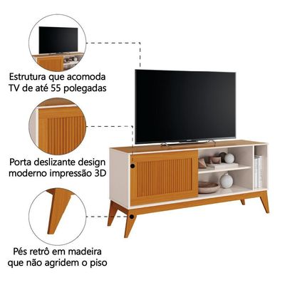 Rack Bancada Para Tv Até 55 Polegadas 1,36m Ripado Aruba