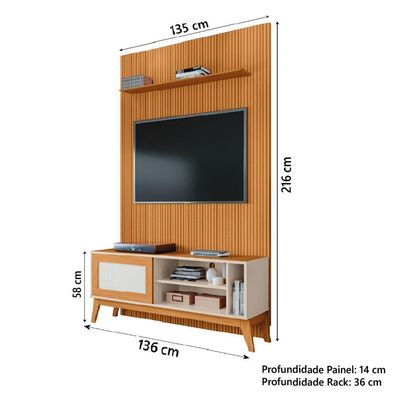 Rack Bancada Caribe Com Painel Para Tv Até 55" Egeo Cedro