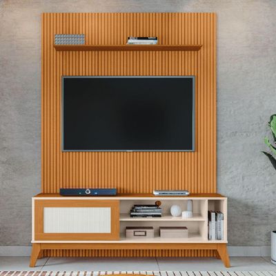Rack Bancada Caribe Com Painel Para Tv Até 55" Egeo Cedro