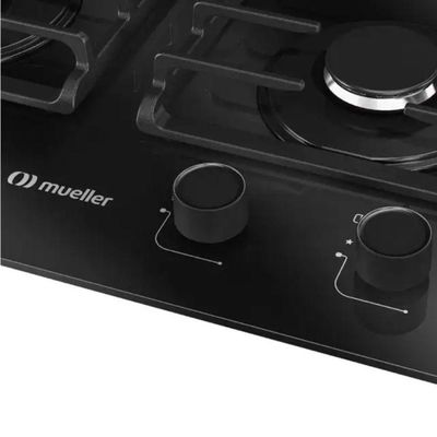 Cooktop 4 Bocas Gás Mesa De Vidro Preto Bivolt Mueller