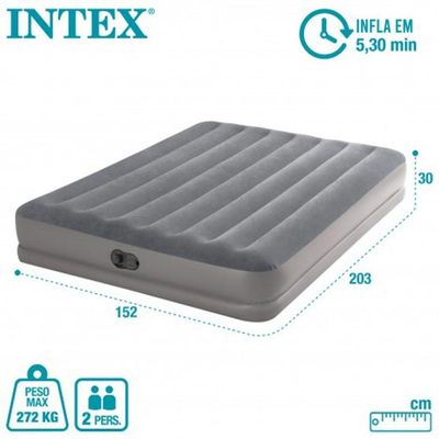 Colchão Inflável Casal Queen Fiber Tech Prestige Com Bomba Usb Intex