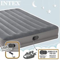 Colchão Inflável Casal Queen Fiber Tech Prestige Com Bomba Usb Intex