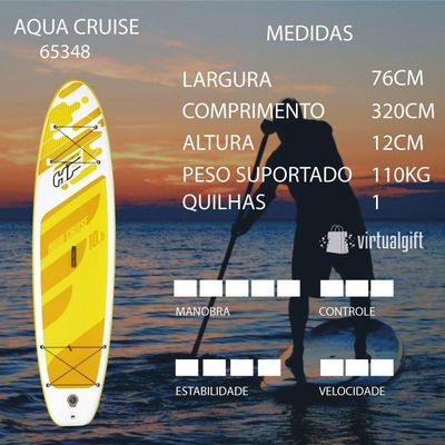 Prancha De Stand Up Inflável Aqua Cruise Com Remo + Bomba De Ar + Bolsa Bestway 65348