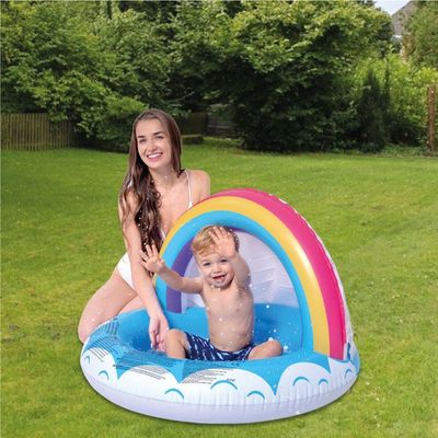 Piscina Inflável Infantil Arco Iris Com Cobertura 40 Litros Jilong