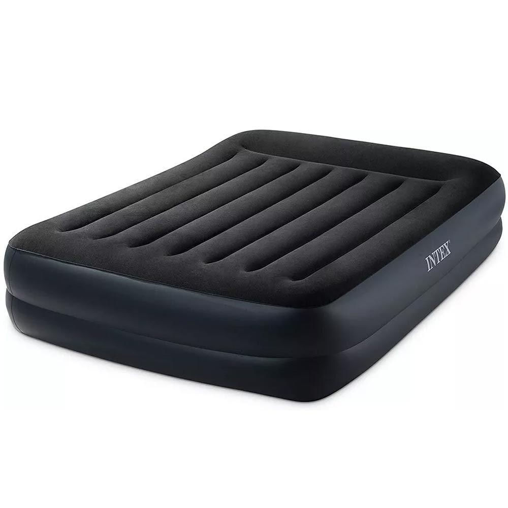 Colchão Inflável Casal Dura Beam Raised Preto Com Bomba Elétrica 220v