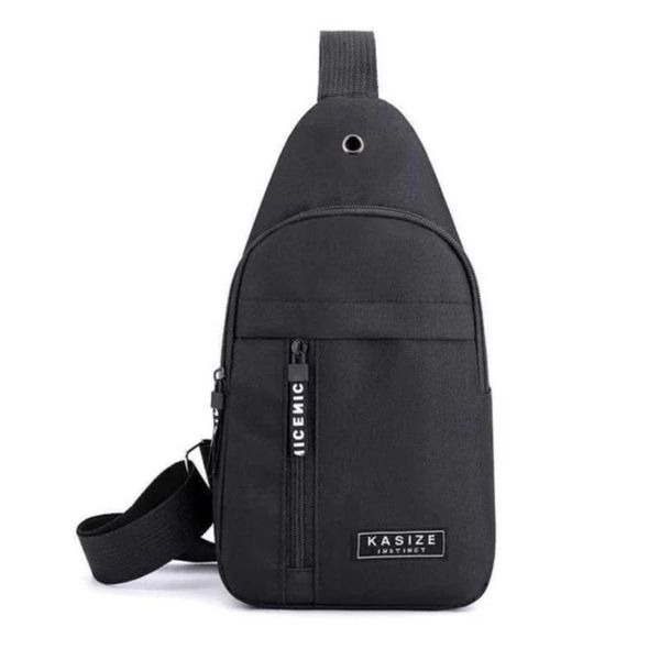 Bolsa Mochila Impermeável Transversal Crossbody Pochete De Peito Portátil Alça única Ajustável Preto