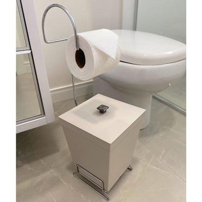 Kit 2 Lixeiras Com Suporte De Papel Higiênico - Stolf Areia-vermelho