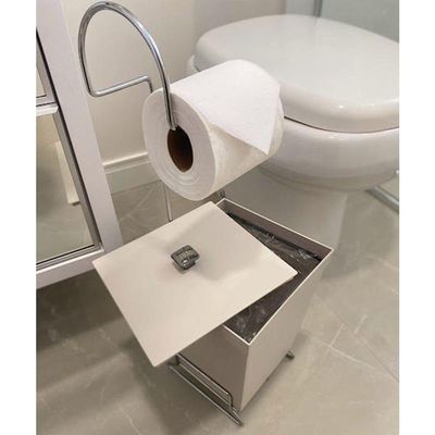 Kit 2 Lixeiras Com Suporte De Papel Higiênico - Stolf Areia