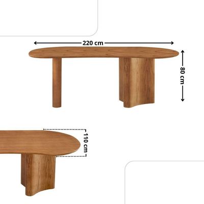 Mesa Solaris 220cm Tampo Orgânico Laminado Moderna Mobília Cinamomo / Imbuia Nat