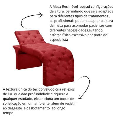 Maca Estofada Estética Cílios Regulável Spa Veludo Ana Clara Vermelho
