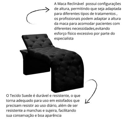 Maca Estofada Estética Cílios Regulável Spa Suede Ana Clara Preto