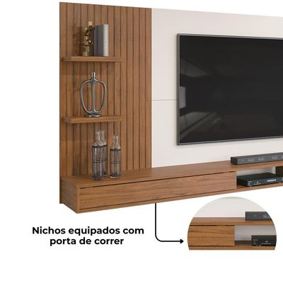 Painel Suspenso Tv 60 Pol 190 Cm Bento Freijó Off White Dj Móveis Freijo Off White