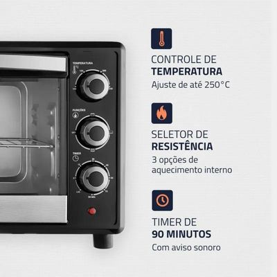 Forno Elétrico Mondial 42L FR-42 Preto 110V