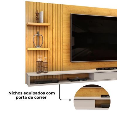 Painel Suspenso Tv 60 Pol 190 Cm Bento Cedro Bali Dj Móveis Cedro Bali