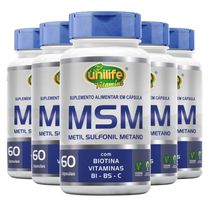 Kit 5 Msm Metil Sufonil Metano + Biotina E Vitamina Unilife 60 Cápsulas