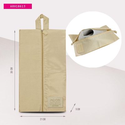 Conjunto Bolsa Porta Sapato Estampa Lisa 3 Peças Bege