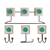 Kit Banheiro Com 2 Toalheiros Duplos + Porta Papel Higiênico + Toalheiro Rustico Artesanal Cor Verde