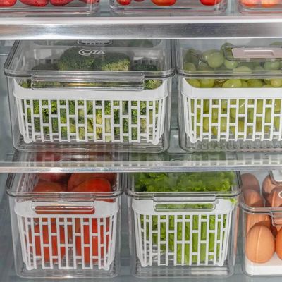 Organizador Caixa de Geladeira 6,7L 2 Cestos Escorredores Coza Dry Vegetais Frutas
