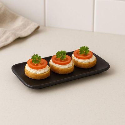 Travessa 22x9cm Orgânico Preto Fosco Cerâmica Comida Japonesa Aperitivos Porto Brasil