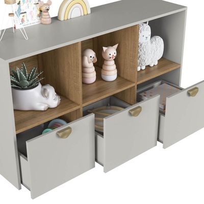 Quarto Infantil com Cama Solteiro Montessoriana com Led e Cômoda 3 Portas Lille CJ082