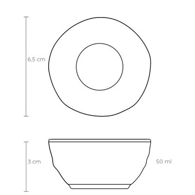 Ramequim 6,5x3cm Orgânico 50ml Preto Matte Cerâmica Molheira Shoyu Porto Brasil