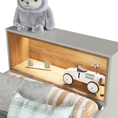 Quarto Infantil com Cama de Solteiro Montessoriana com Led e Cômoda Lille CJ080