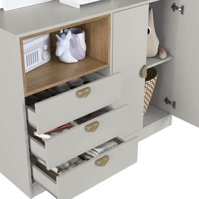 Quarto Infantil com Cama de Solteiro Montessoriana com Led e Cômoda Lille CJ080