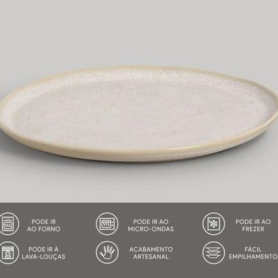 Prato Raso Bio Latte 27cm Porto Brasil Cerâmica Off White Avulso Mesa Jantar