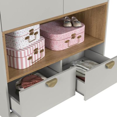 Quarto Infantil com Cama de Solteiro Montessoriana com Led e Guarda Roupas Lille CJ079