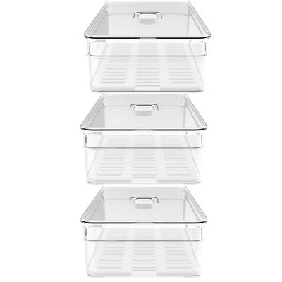 Kit 3 Organizadores Geladeira 2,8L Cozinha Multiuso Com Respiradouro Frutas Legumes Clear Fresh OU.