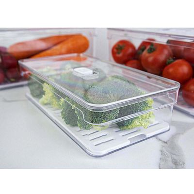 Kit 3 Organizadores Geladeira 2,8L Cozinha Multiuso Com Respiradouro Frutas Legumes Clear Fresh OU.