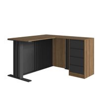 Mesa Escrivaninha de Escritório em L com 4 Gavetas 130x120x75cm CJ8020 Mel Grafite