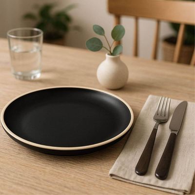 Kit 24 Pratos Melamina 26cm Rasos Preto Wolff Class Sushi Restaurantes Padarias Servir