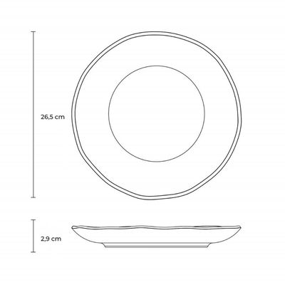 Prato Raso 26,5cm Cerâmica Orgânico Preto Matte Avulso Mesa Posta Jantar Porto Brasil