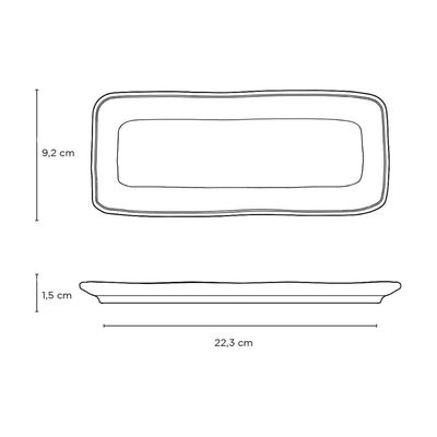 Jogo 6 Travessas Sushi 22x9cm Orgânico Preto Matte Cerâmica Porto Brasil