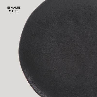 Conjunto 6 Pratos Rasos Cerâmica Orgânico Preto Matte 26,5cm Porto Brasil Mesa Posta Jantar Almoço