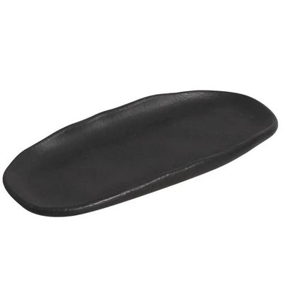 Kit 10 Travessas 16,5x8cm Cerâmica Orgânico Preto Restaurante Buffet Porto Brasil