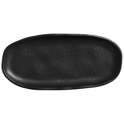 Kit 40 Travessas Oval Mini 16,5x8cm Rasa Cerâmica Preto Buffet Evento Antepasto