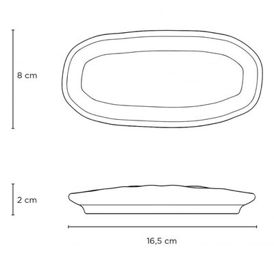 Kit 40 Travessas Oval Mini 16,5x8cm Rasa Cerâmica Preto Buffet Evento Antepasto