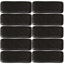 Kit 10 Travessas Cerâmica 33x13cm Preto Restaurante Sushi Orgânica Bandejas Pratos