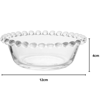 Kit 12 Cumbucas de Vidro 180ml Pearl Bowls Transparentes Wolff Sobremesas Petiscos Frutas