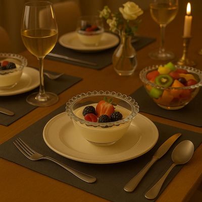 Kit 12 Cumbucas de Vidro 180ml Pearl Bowls Transparentes Wolff Sobremesas Petiscos Frutas