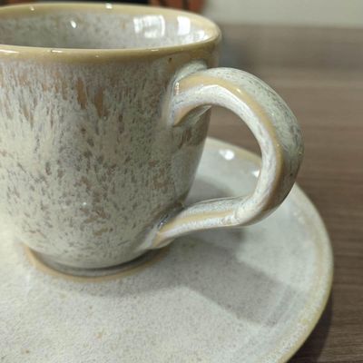 Jogo 12 Xícaras de Café com Pires 120ml Cerâmica Porto Brasil Bio Latte Mesa Posta