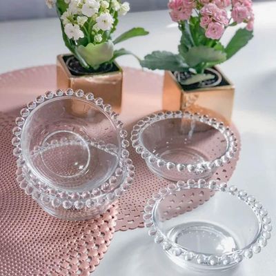 Kit 12 Cumbucas de Vidro 180ml Pearl Bowls Transparentes Wolff Sobremesas Petiscos Frutas