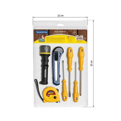 Kit De Ferramentas Tramontina Com Trena Lanterna Estilete E Chaves De Fenda 7 Peças