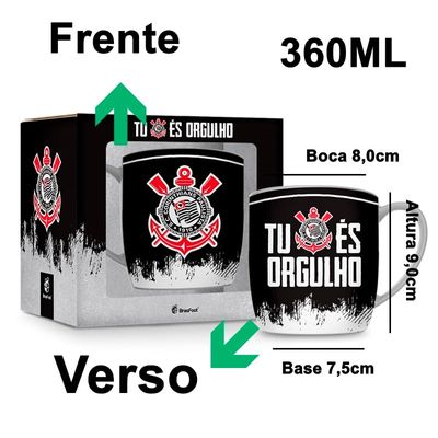Caneca Porcelana Premium BrasFoot Corinthians 01 300 ML Urban Licenciada Branco
