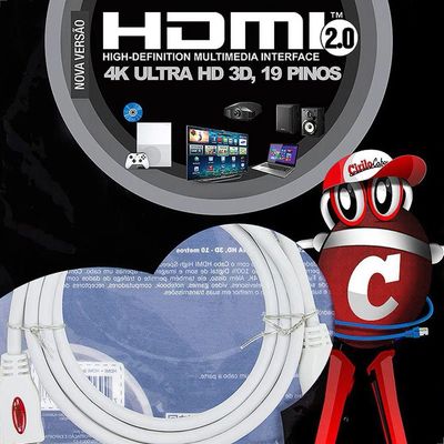 Cabo Hdmi 2.0 4k Ultra Hd 3d, Branco - 20 Metros