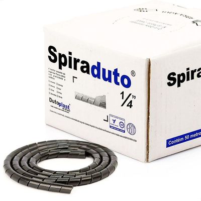 Organizador Fios E Cabos Spiraduto 1-4 Preto - 4 Metros