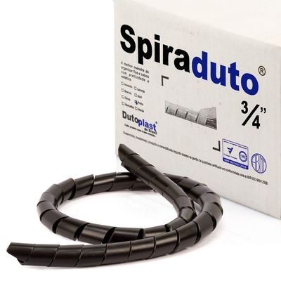 Organizador Fios E Cabos Spiraduto 3-4 Preto - 10 Metros